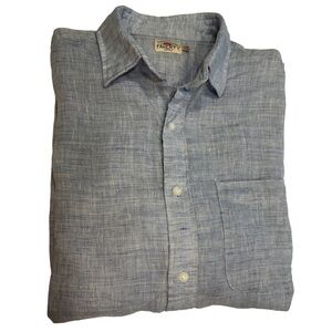 Faherty Men’s LINEN Laguna Button Down Shirt Light Blue Long Sleeves Sz S